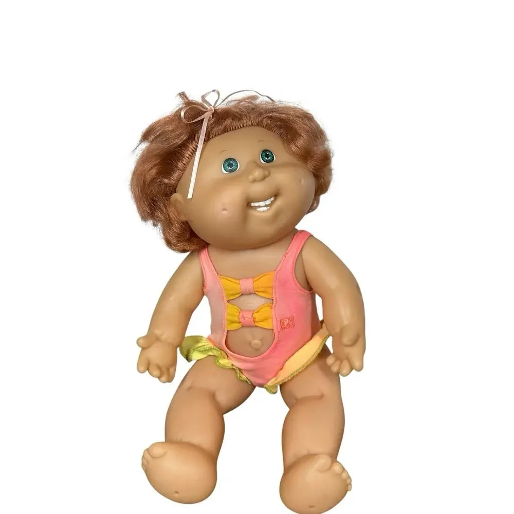 Vtg 1991 Cabbage Patch Kids Doll Splash N‎ Tan Red Hair Teeth w/Swimsuit 14